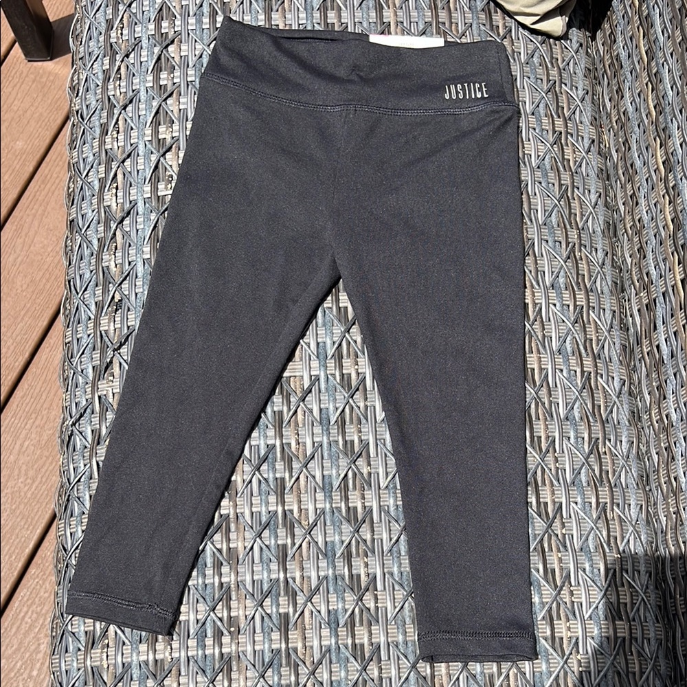 Justice Black Leggings High Waist Crop Style, Size 6/7